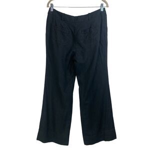 Loft Black Linen Julie Wide Leg Pants Size 6